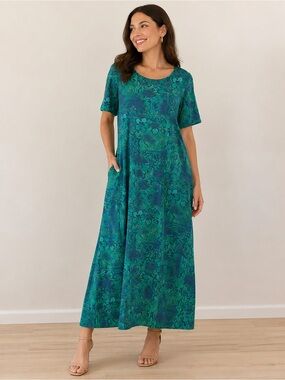 Maggy London Green & Teal Floral Maxi Dress